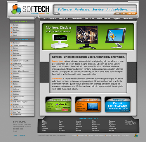 Softech Website Design Layout